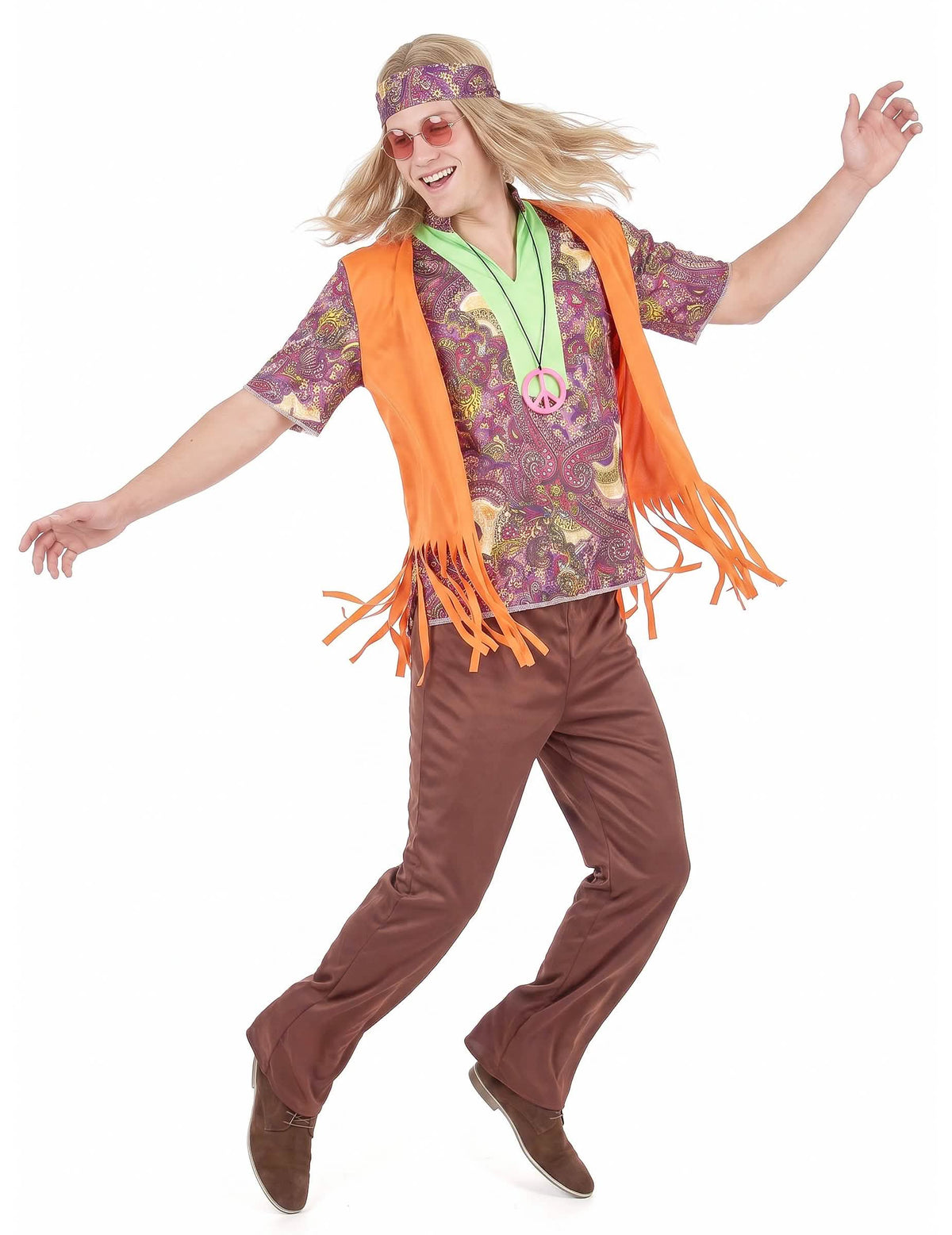 Hippie roz și om maro deghizare