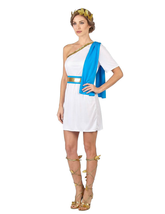 Costum de împărăteasă greacă albastră a femeilor