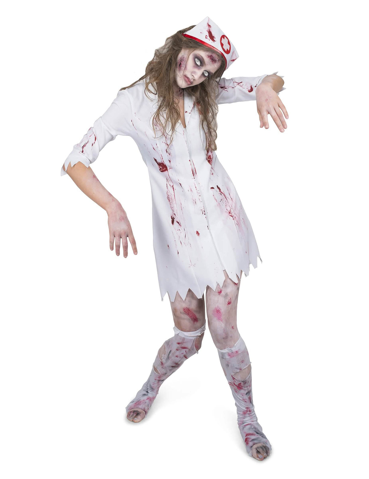 Vedere de ansamblu a costumului de asistentă medicală zombificată