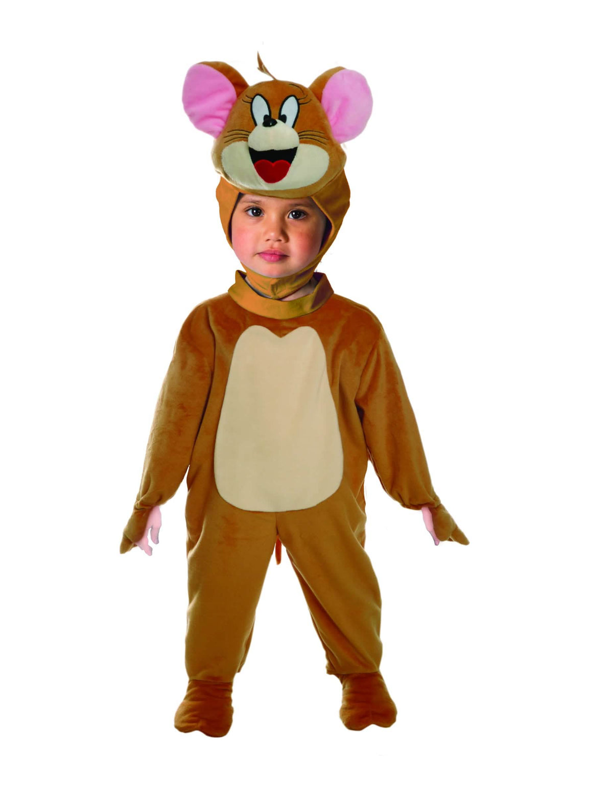 Costum Jerry Tom și Jerry pentru bebeluș maro și bej cu glugă de șoareci