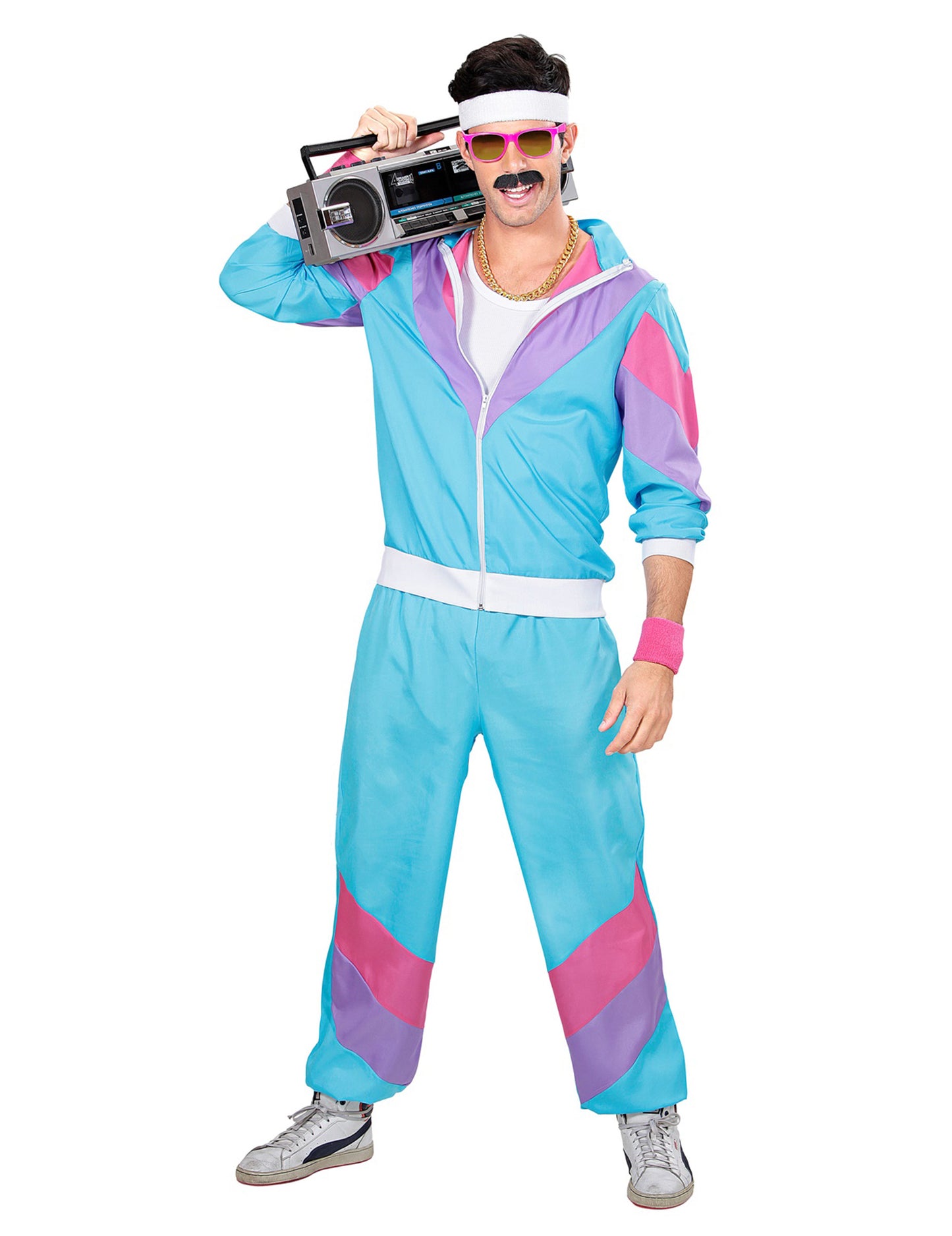 Costum de jogging masculin turcoaz din anii 80
