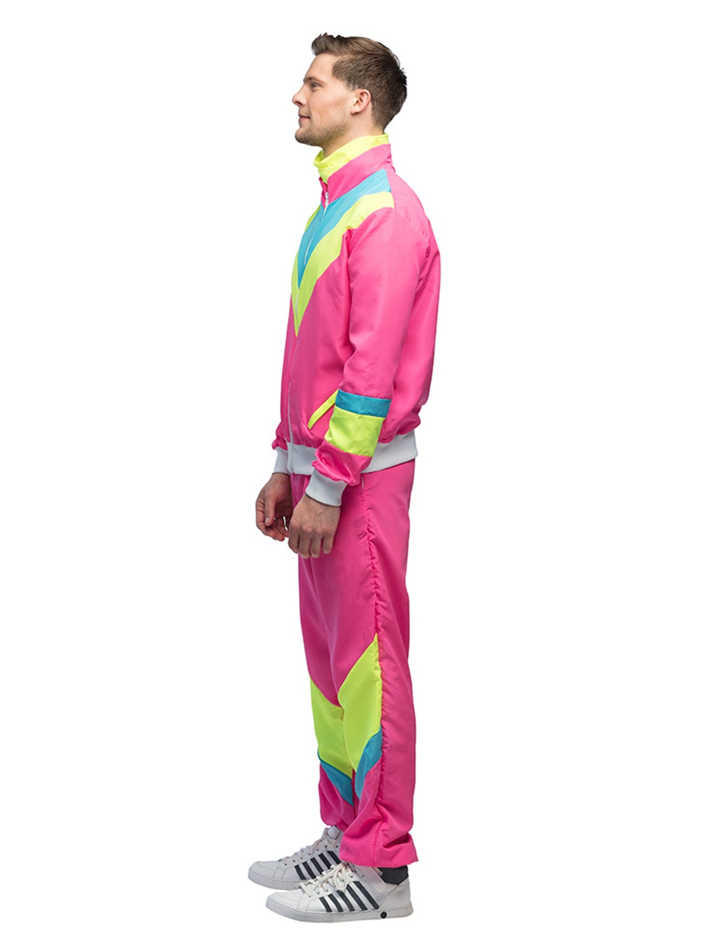 Costum de jogging retro roz neon pentru bărbați