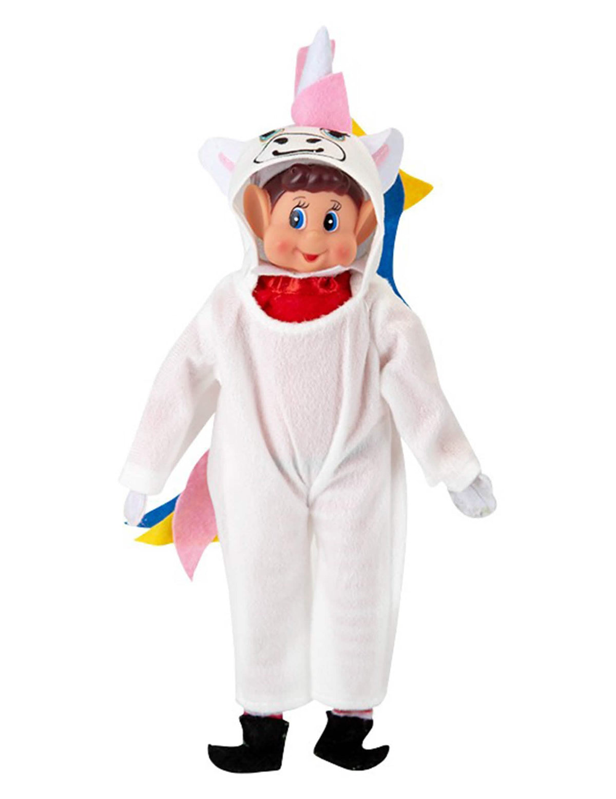 Costum de unicorni pentru păpușă spiriduș ștrengar alb cu corn roz