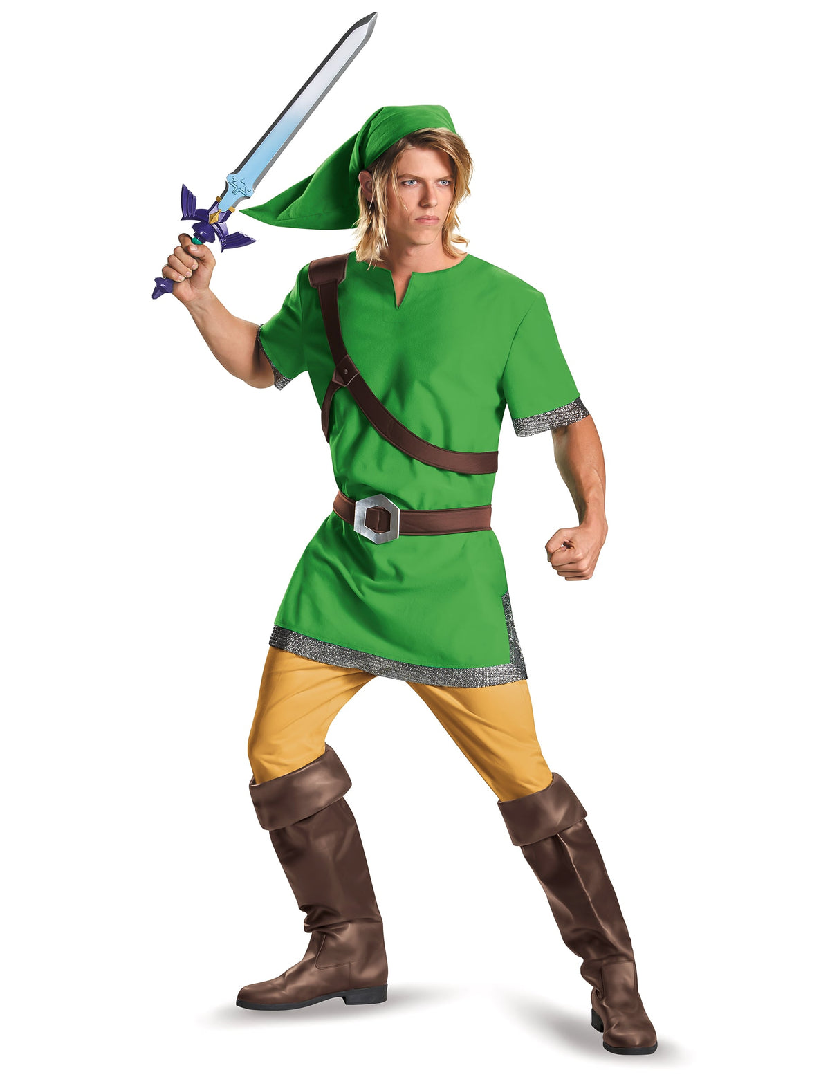 Costum Link ZELDA clasic pentru adult verde cu bonetă