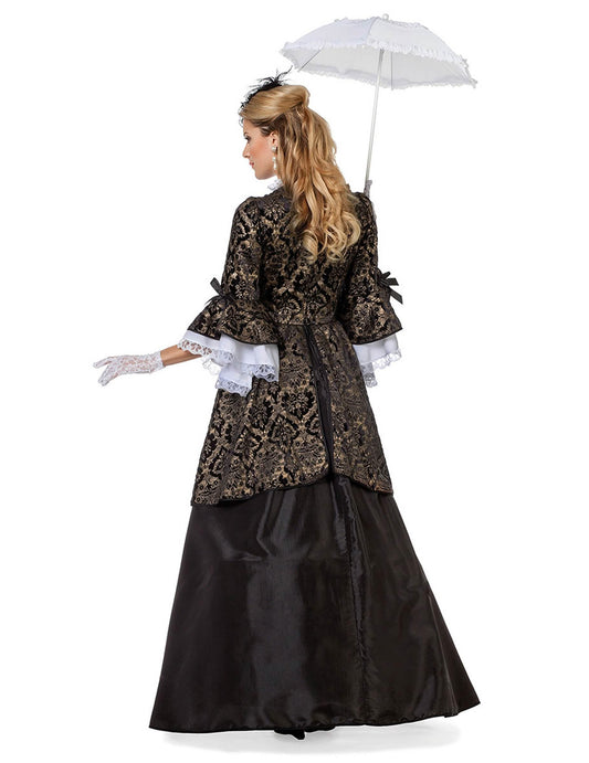 Costum de marchiz negru și auriu pentru femei