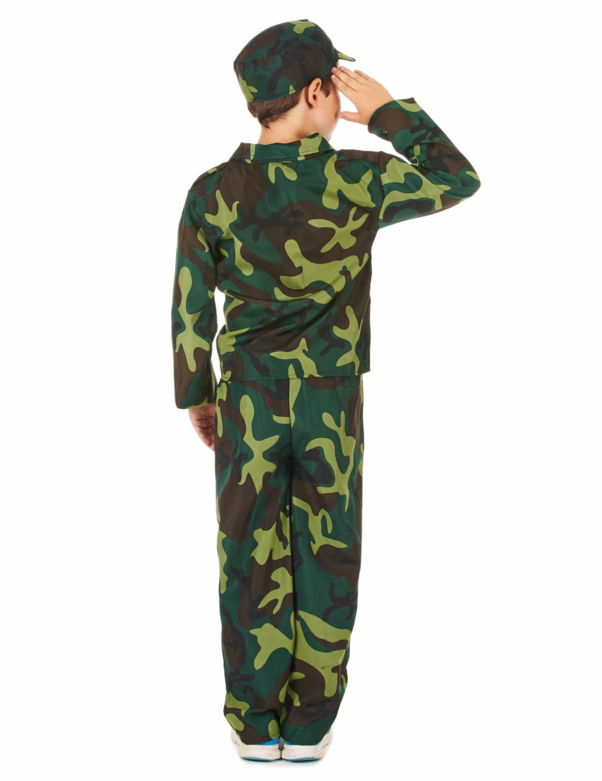 Vedere din spate a costumului militar camuflaj pentru băiat