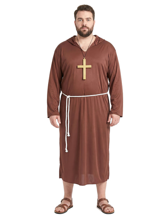 Costum de călugăr maro clar om de dimensiuni mari