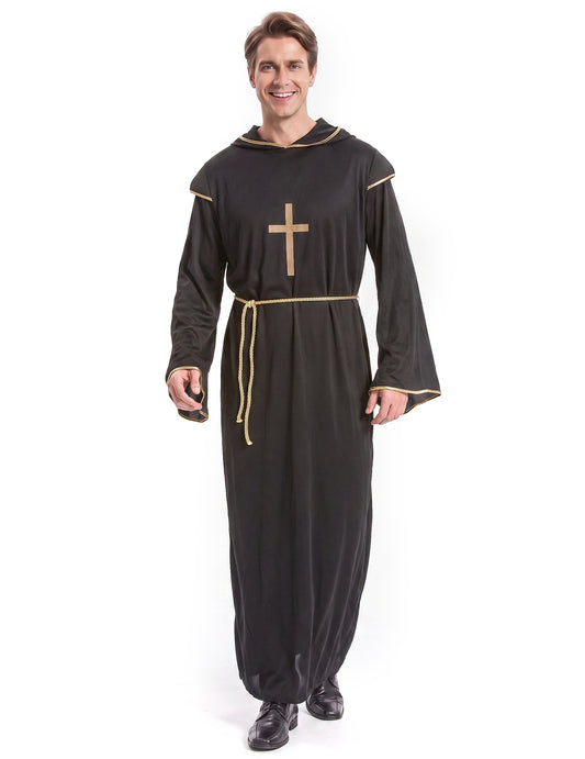 Om de costum negru și auriu călugăr