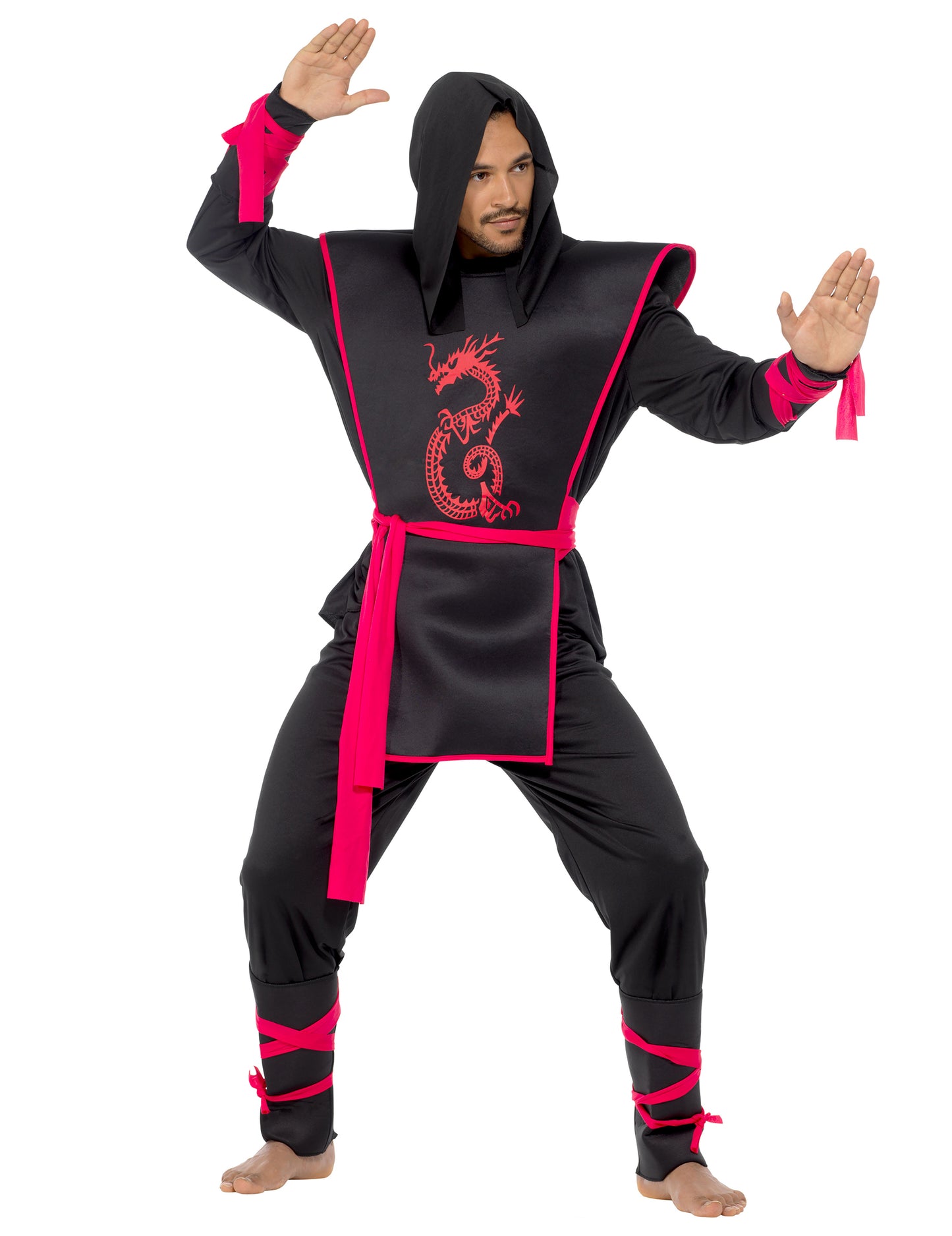 Deghizare ninja neagră și roșie