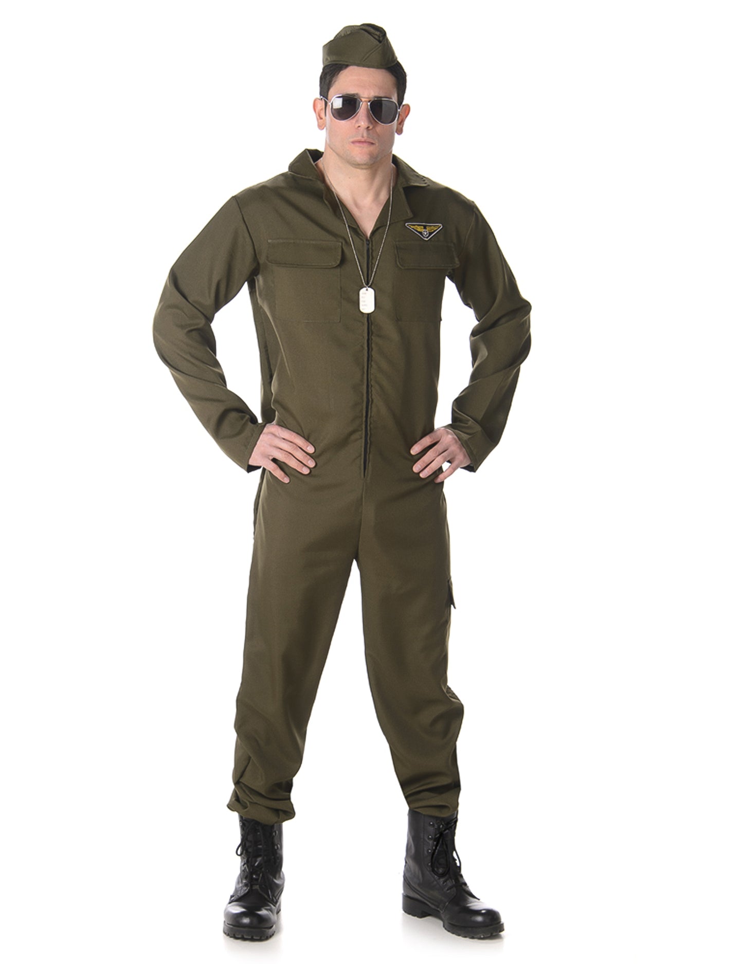 Vue de face du déguisement pilote de chasse complet