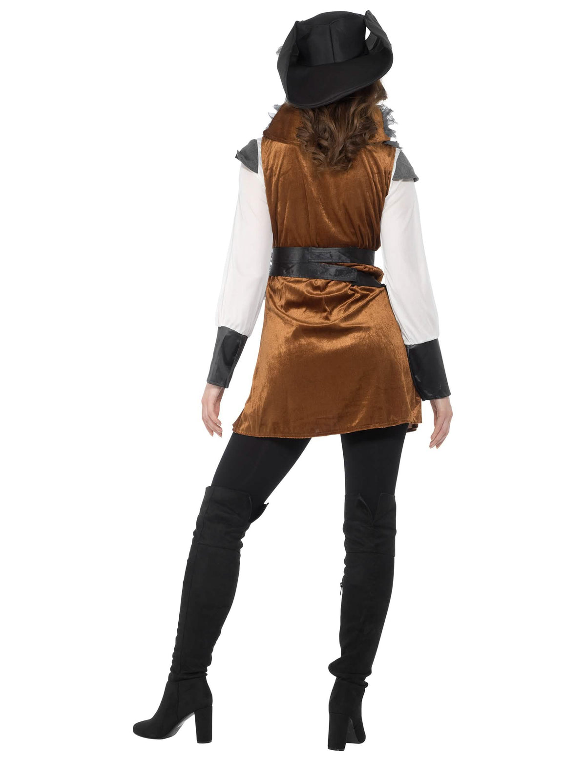 Vedere din spate a costumului de pirat cu vestă pentru femeie