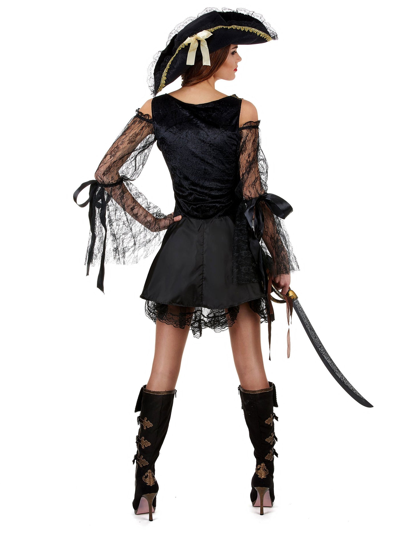 Vedere din spate a costumului de pirat pentru femei