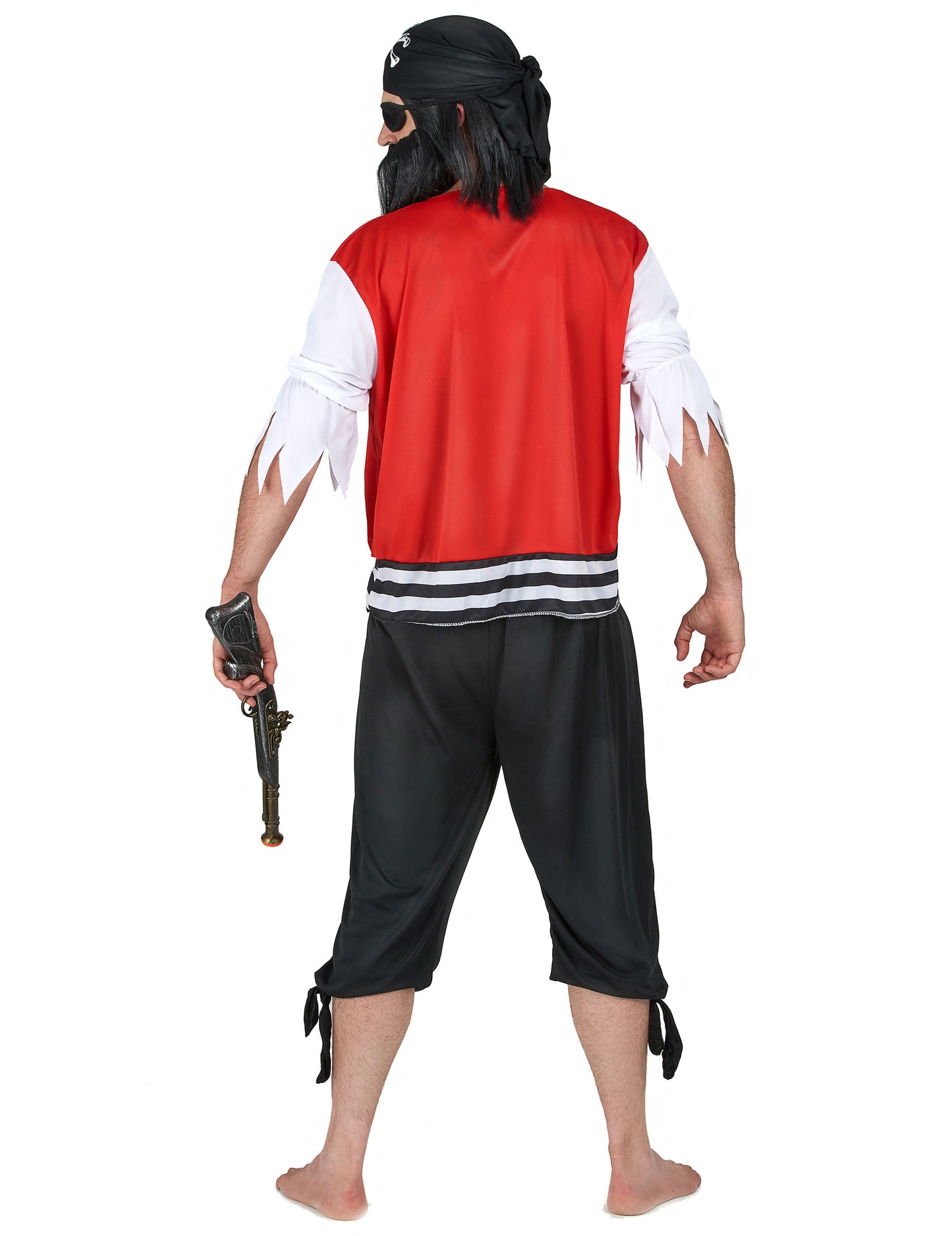 Vue de dos du déguisement de pirate avec cache-œil pour homme