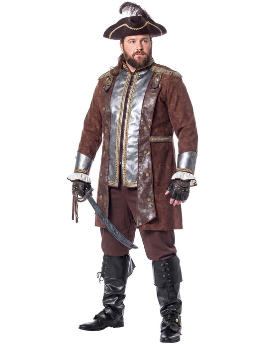 Costum de pirat lux argintiu și maro pentru bărbați