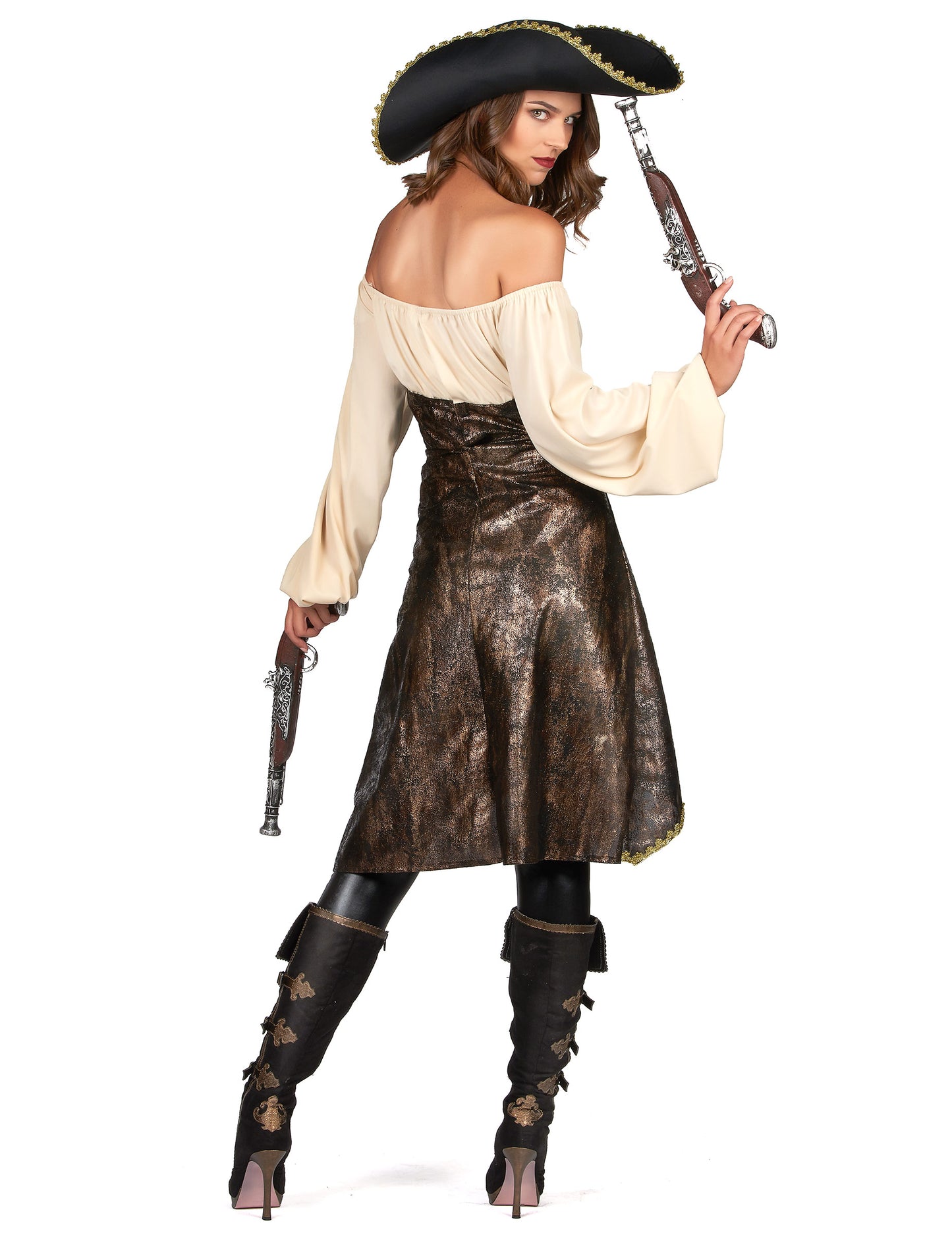 Vue de dos du déguisement de pirate pour femme