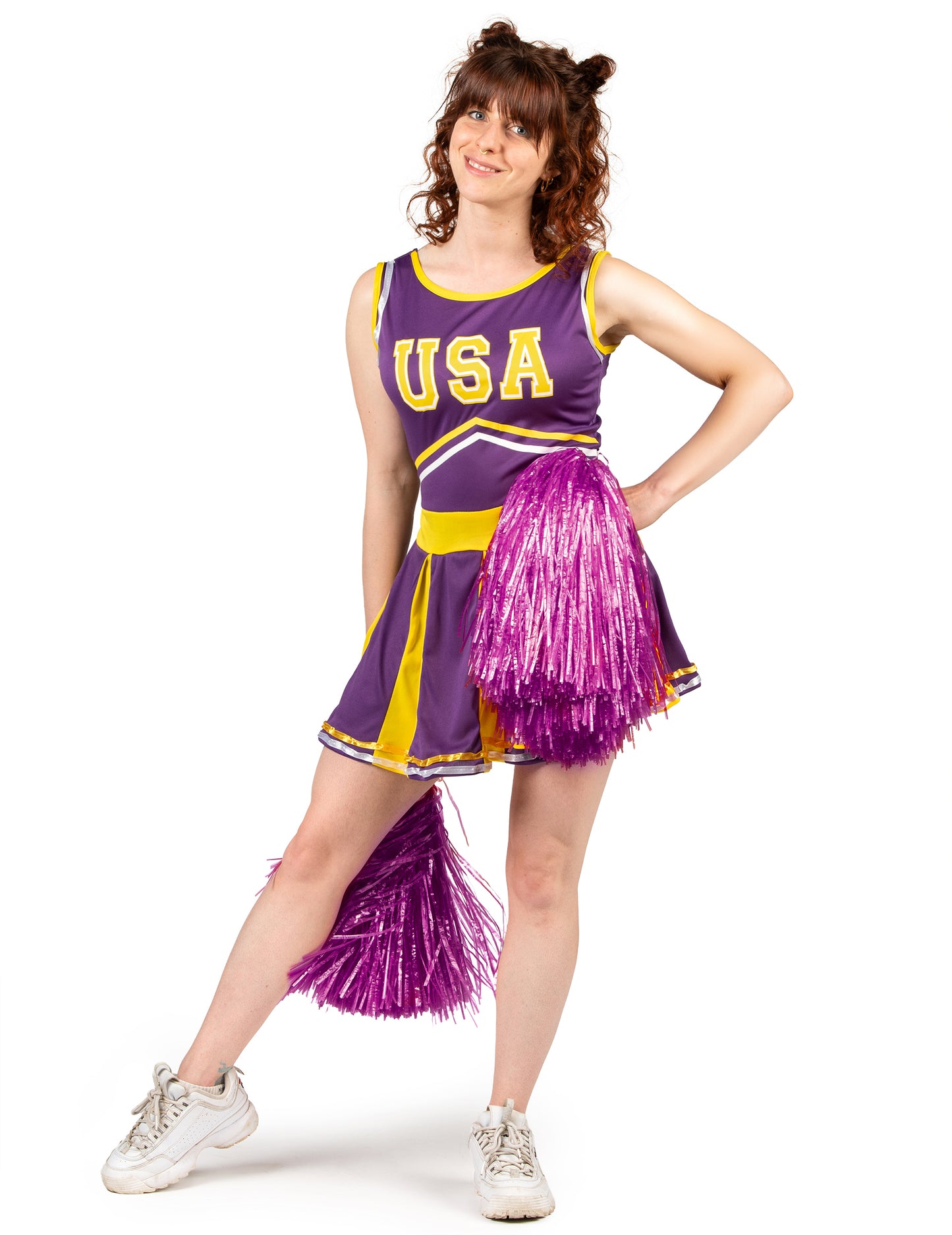 Pompom Girl SUA Costum Violet și Galben Woman