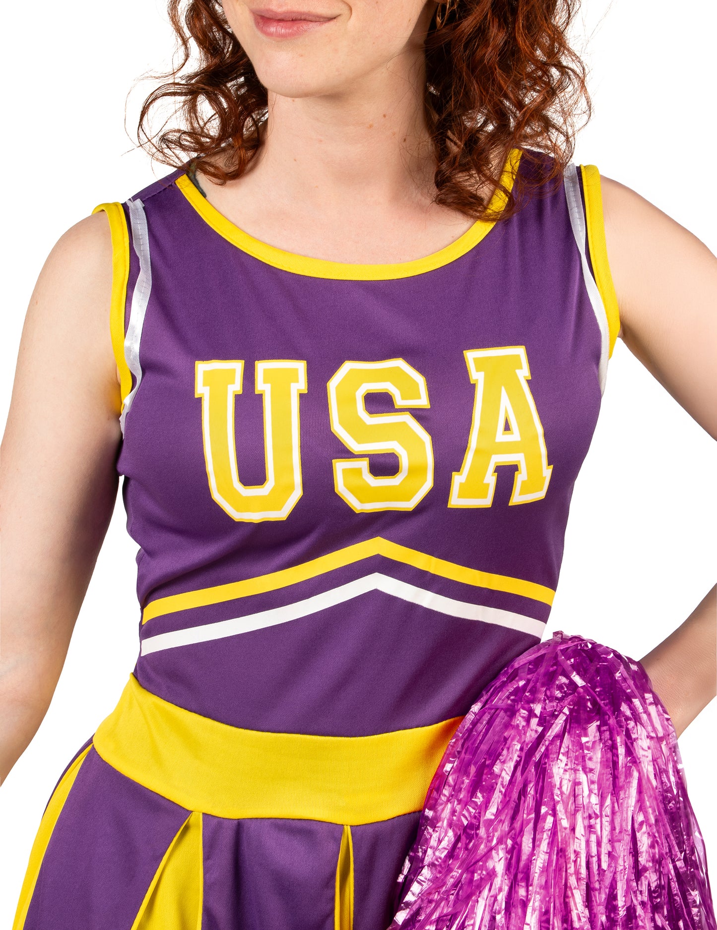 Pompom Girl SUA Costum Violet și Galben Woman