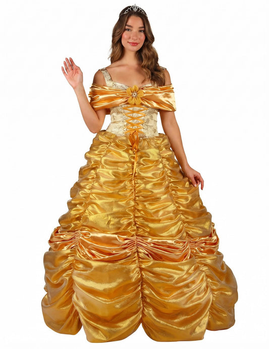 Costum de prințesă galben de lux pentru femei