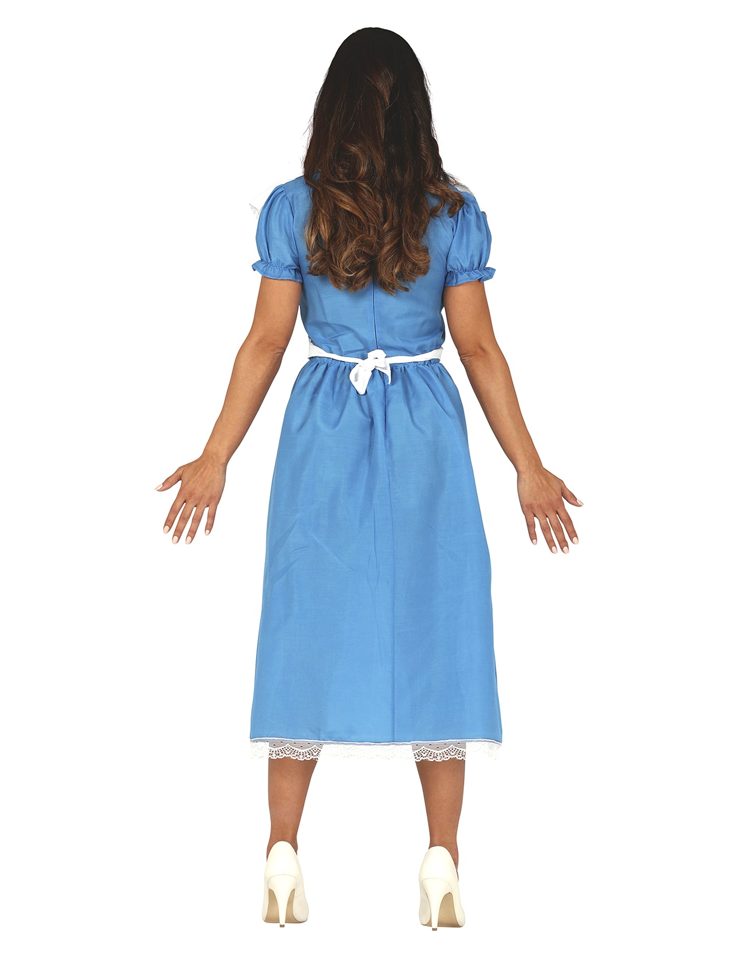 Vue de dos du déguisement princesse merveilleuse pour femme