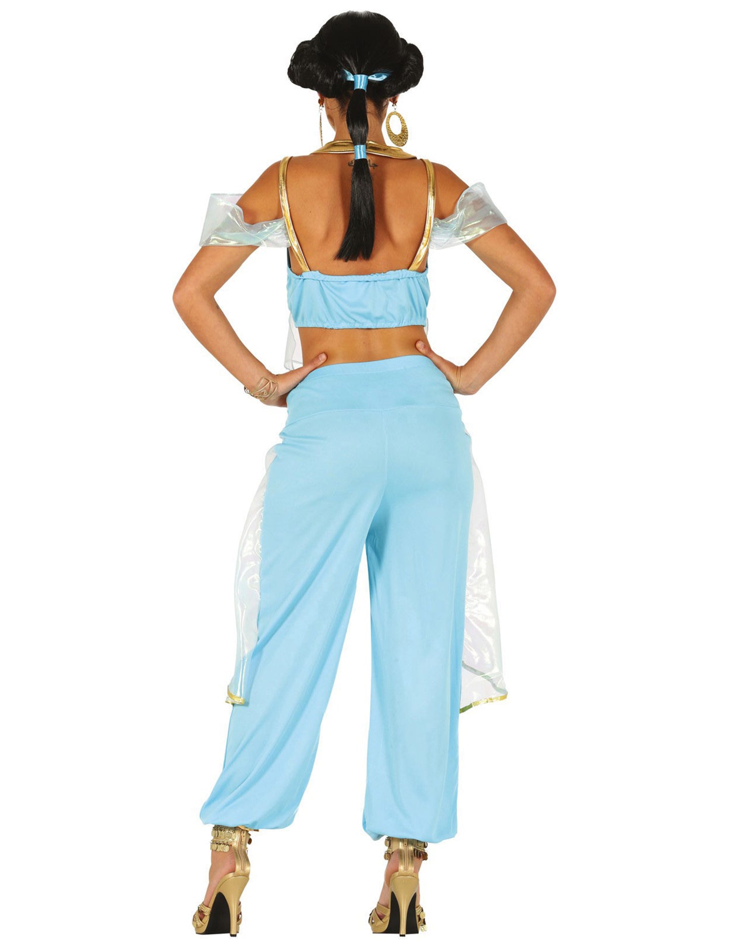 Costum de prințesă orientală albastră a femeilor