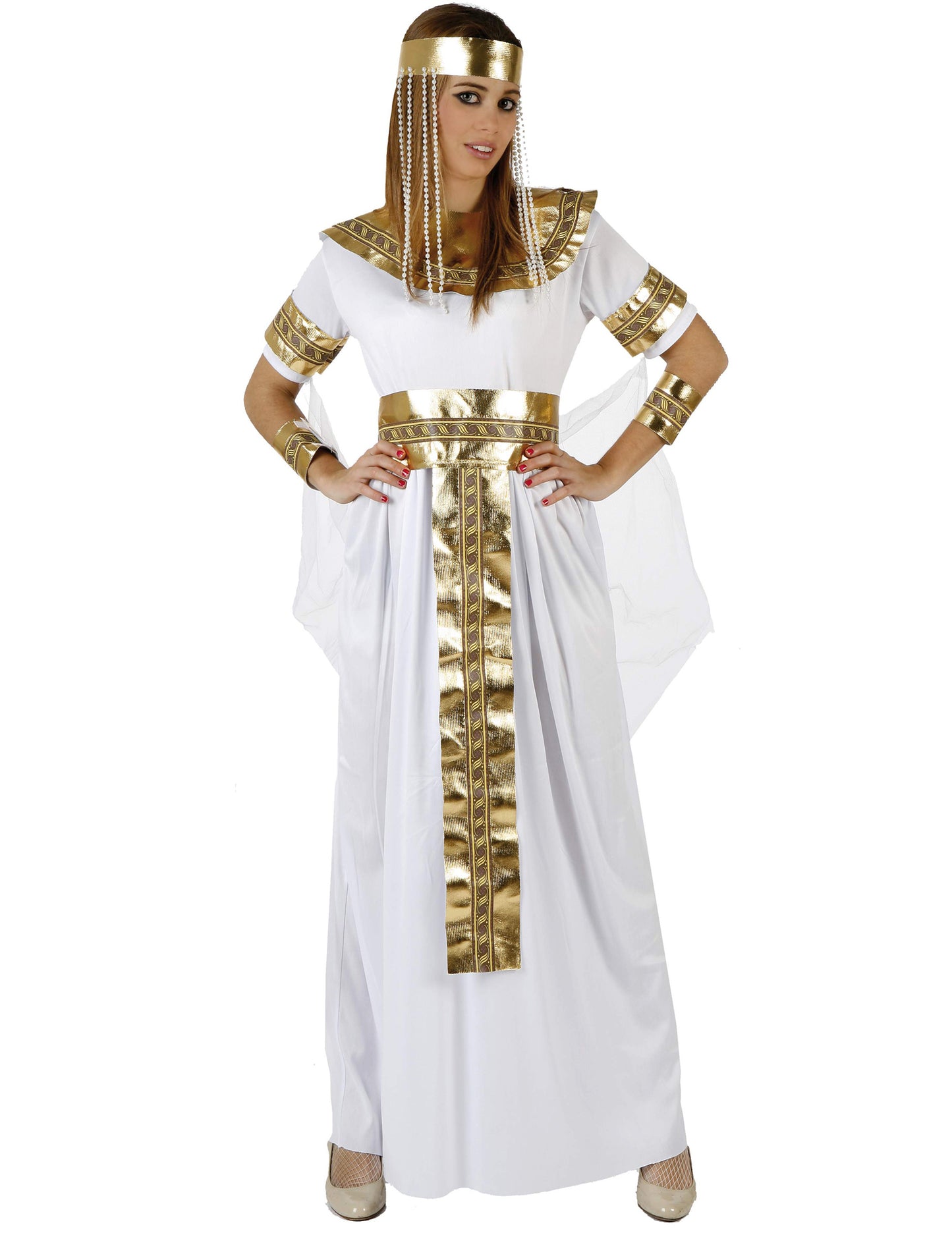 Déguisement de reine Égypte pour femme blanc et doré