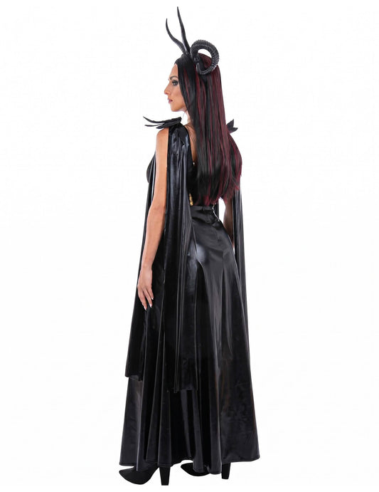 Costum de regină malefică negru și auriu pentru femei