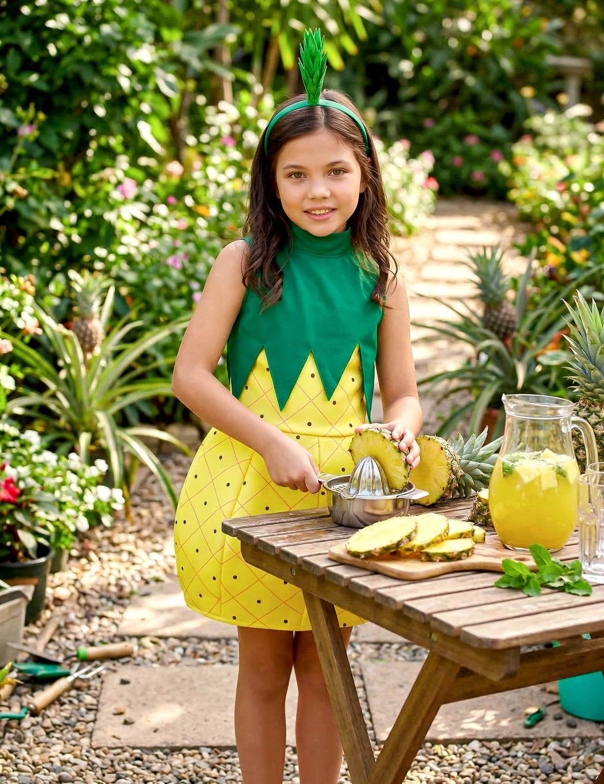 Punerea în scenă a costumului rochie cu ananas