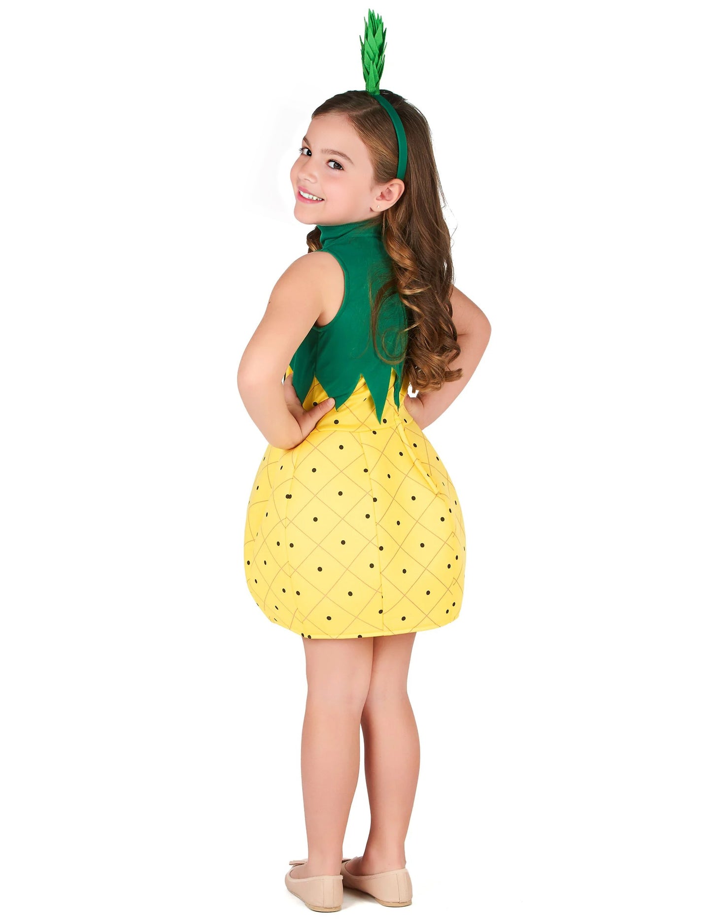 Vue de dos du déguisement robe ananas pour fille