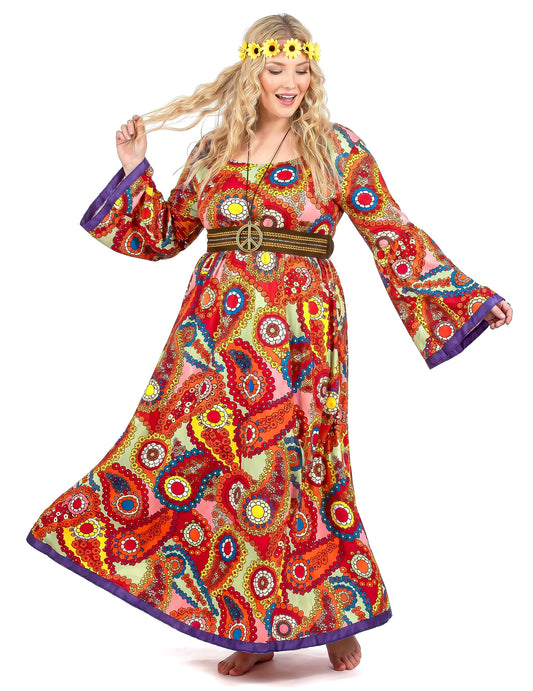 Costum de rochie hippie de dimensiuni mari