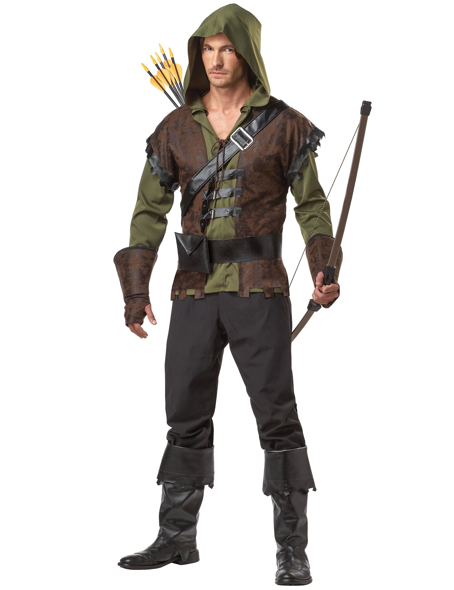 Déguisement Robin des Bois pour homme vert et marron avec capuche