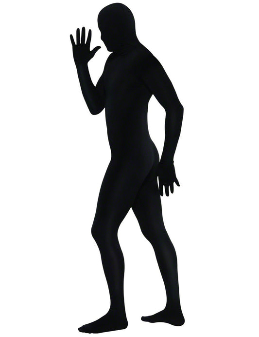 Vue de profil du déguisement seconde peau pour adulte noir