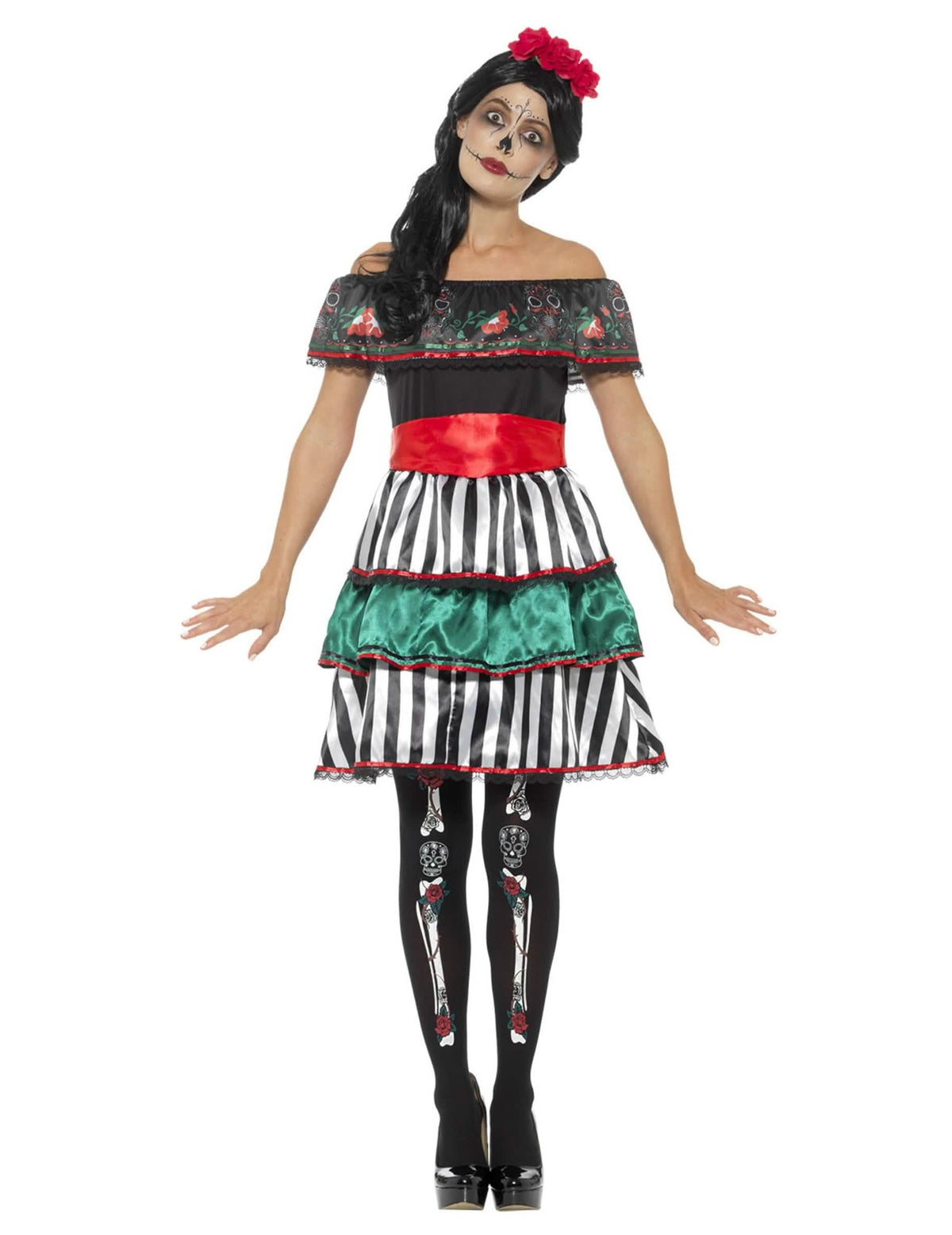 Vedere din față a costumului Senora Dia de los Muertos
