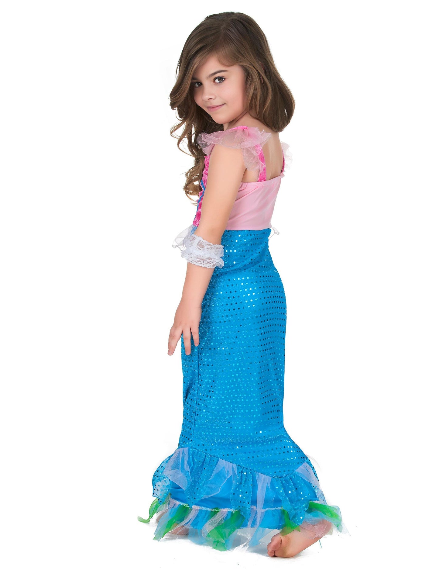 Vedere laterală a costumului de sirenă pentru fetițe