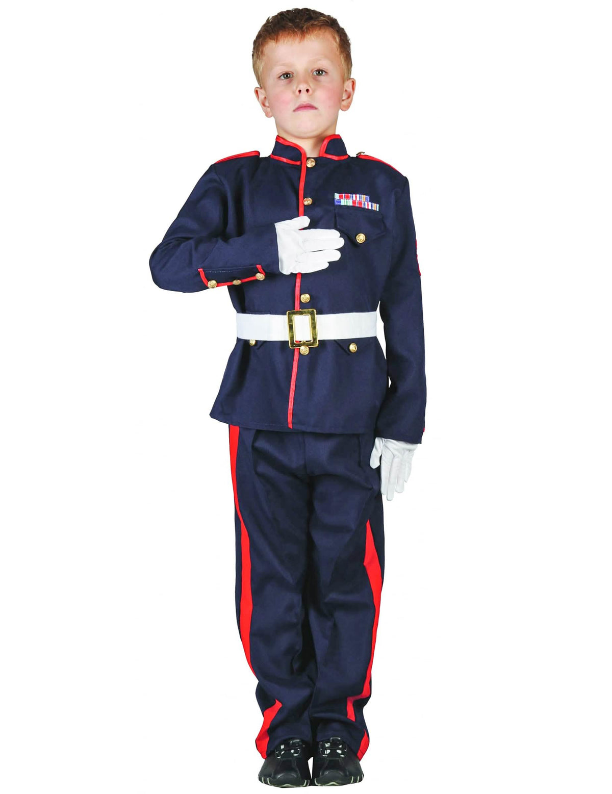 Costum de soldat pentru copil albastru marin și roșu cu curea albă