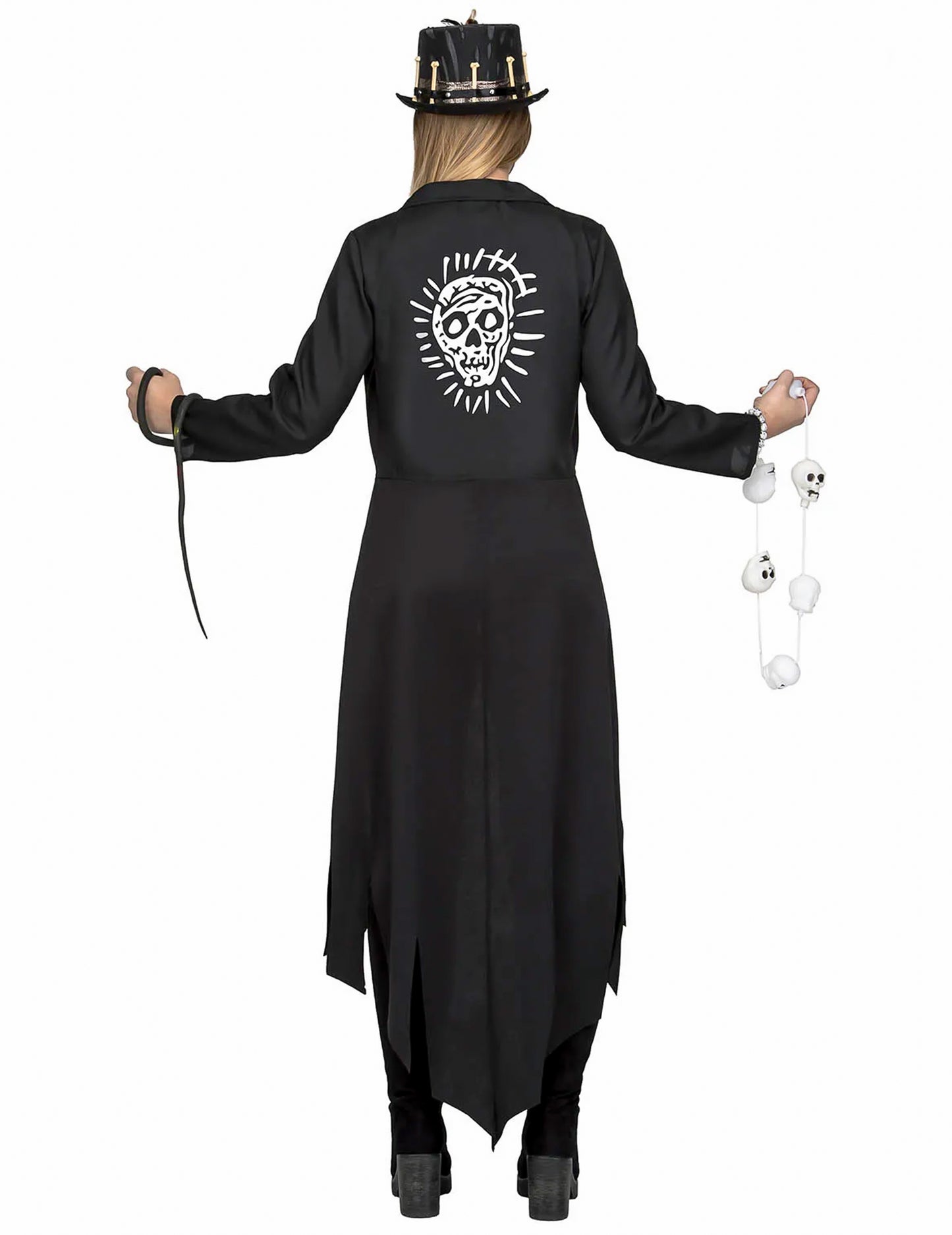Vue de dos du déguisement de sorcière vaudou pour femme