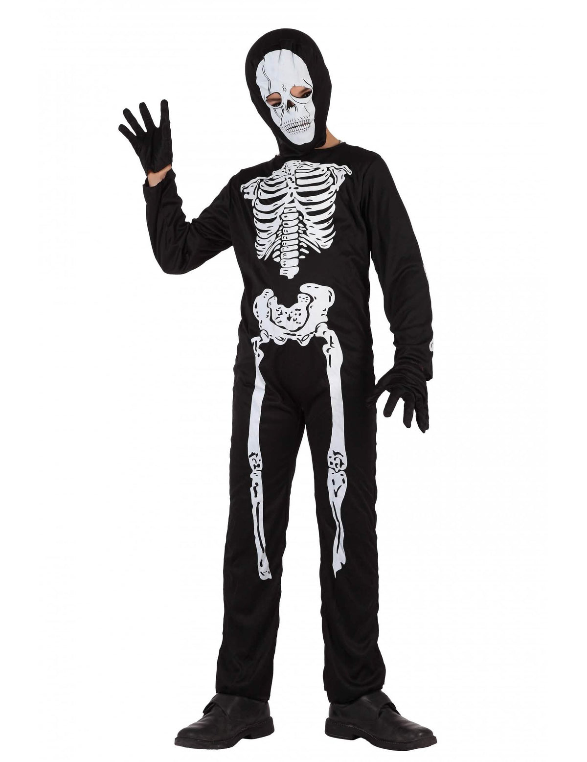 Costum de schelet halloween pentru copil alb și negru