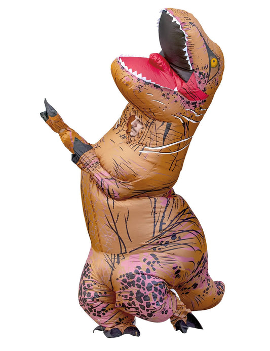 Vue de profil du déguisement de T-rex gonflable