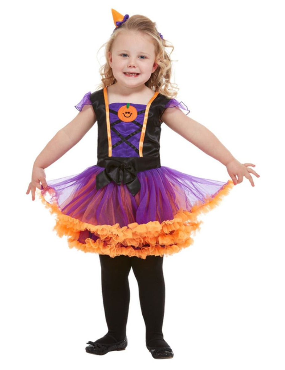 Déguisement tutu citrouille pour fille orange et violet avec serre-tête