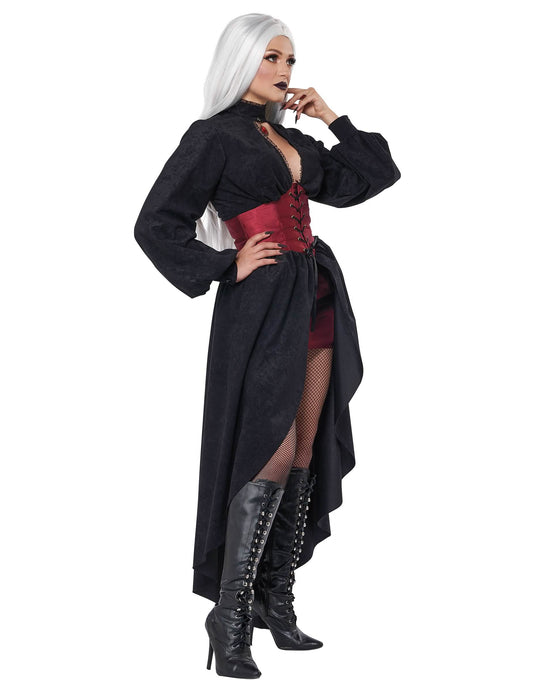 Vue de profil du déguisement vampire à corset luxe