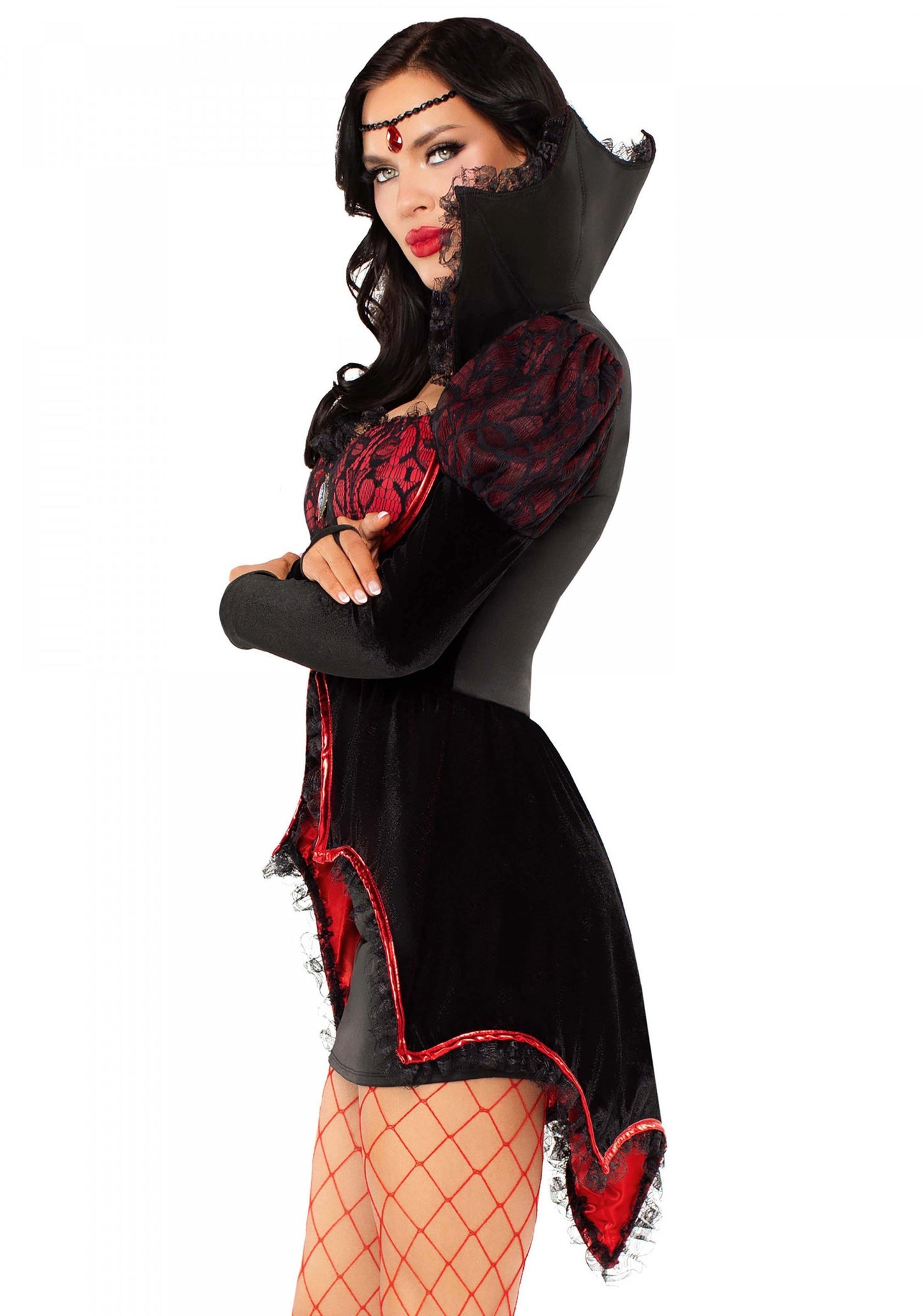 Costum sexy roșu și negru vampir pentru femei