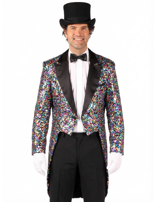 Costum de jachetă de carnaval cu paiete multicolore pentru bărbați