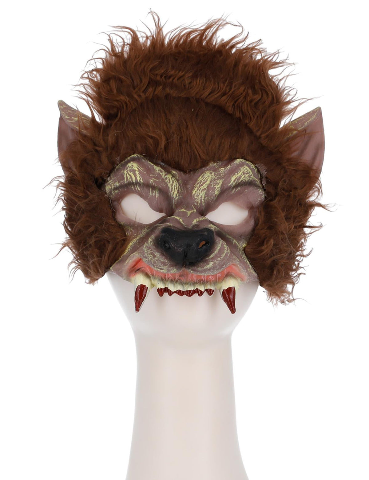Vue de face du demi masque loup garou pour adulte