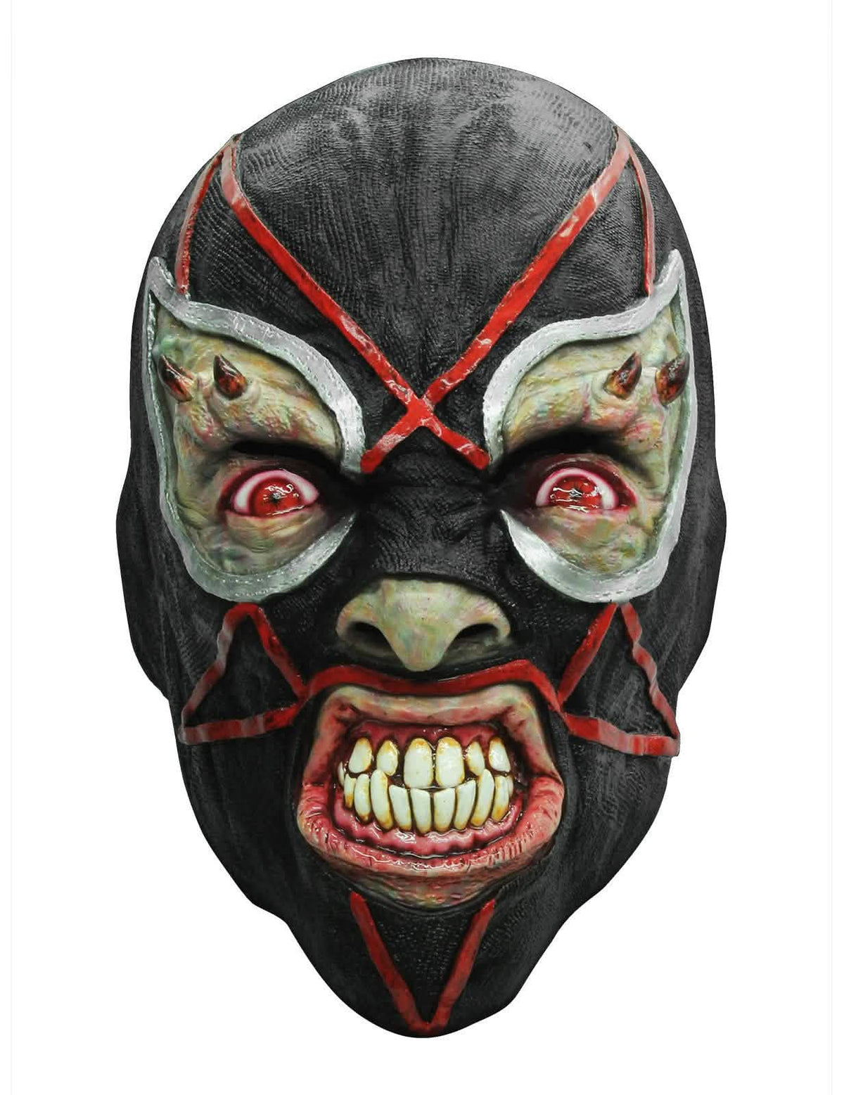 Mască de latex de luptător demonic pentru adult negru și roșu