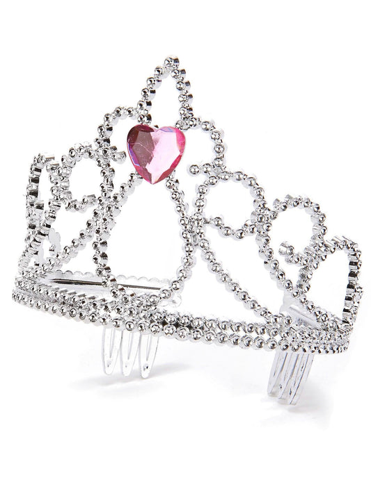 Vue de trois-quarts et peignes de fixation du diadème princesse cœur