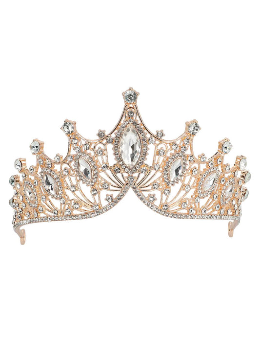 Diademă regală metalică rose gold pentru adulți