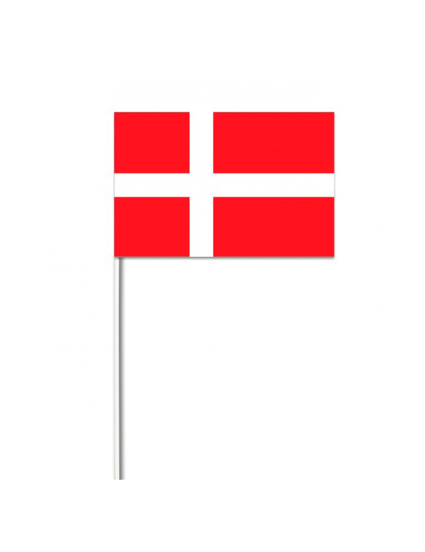Drapeau papier Danemark rouge et blanc sur tige