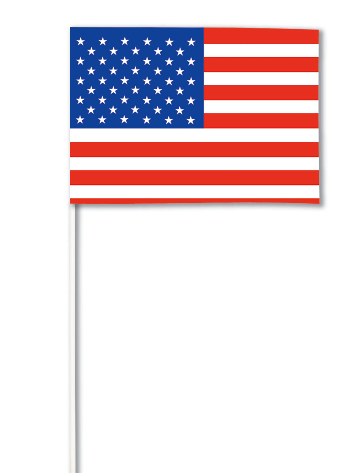 Drapeau papier USA bleu blanc et rouge sur tige blanche