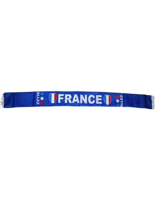 Fular suporter franța pentru adult albastru cu text alb și ecusoane tricolore