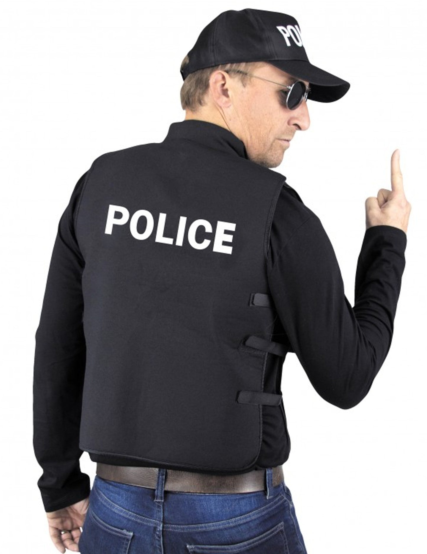 Poliția pentru adulți cu vestă cu glonț fals