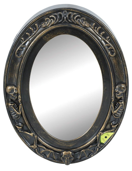 Vue de face du cadre avec squelettes du faux miroir sonore et lumineux Halloween
